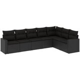 Maison Chic Seti vrtnega pohištva - Vrtna garnitura - Vrtni pohištvo set 7-delna z blazinami črn poli ratan, (21802206) | Shoptok.si