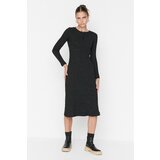 Trendyol Black Zippered Fake Knitwear Maxi Knitted Dress Cene