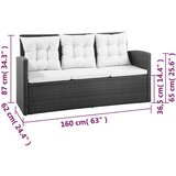 Poli 5-dijelna vrtna garnitura od poliratana s jastucima crna | shoptok.hr