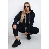 Kesi Włoski Włoski Viscose set Punto Milano Winter hoodie + pants navy blue