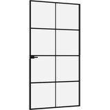 Sobna vrata crna 102 x 201,5 cm kaljeno staklo i aluminij tanka | shoptok.hr