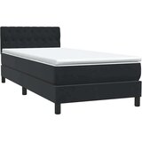 vidaXL Box spring postelja z vzmetnico črna 90x210 cm žamet | Shoptok.si