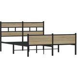 vidaXL Posteljni okvir brez vzmetnice hrast 140x200 cm inženirski les | Shoptok.si