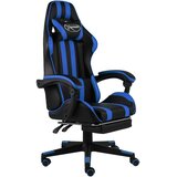  Igraća stolica od umjetne kože s osloncem za noge crno-plava | shoptok.hr