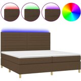  Krevet box spring s madracem LED tamnosmeđi 200x200 cm tkanina | shoptok.hr