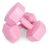  Set &amp;scaron;esterokutnih bučica 2x5 kg, utezi za vježbanje, opterećenje za fitness, roza, ModernHome Slike
