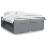 vidaXL Box spring postelja z vzmetnico svetlo siva 200x200 cm blago | Shoptok.si