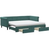  The Living Store Izvlečna dnevna postelja s predali temno zelena 90x200 cm žamet - Izvlečna Dnevna Postelja, (21490353) | Shoptok.si