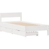 vidaXL Posteljni okvir z vzglavjem bel 75x190 cm trdna borovina, (21322220) | Shoptok.si