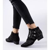Gemre Black decorative ankle boots with low block heel Forever | Shoptok.si
