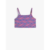 Koton Butterfly Print Crop Top with Straps Tight fit