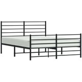 vidaXL Kovinski posteljni okvir z vzglavjem in vznožjem črn 120x200 cm | Shoptok.si