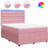 vidaXL Krevet s oprugama i madracem ružičasti 140x200 cm baršunasti | shoptok.hr