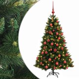  Umjetno božićno drvce s kuglicom 150 cm 150 LED lampica - Zelena 150 cm s LED-ima i crvenim lopticama | shoptok.hr
