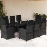  7-dijelni vrtni blagovaonski set s jastucima crni od poliratana | shoptok.hr