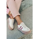Zazoo Leather Women's Sneakers On Platform N1234 Beige-Red | Shoptok.si