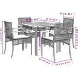  5-dijelni vrtni blagovaonski set sivi od poliratana Siva 80 cm table length | shoptok.hr
