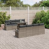 vidaXL 9-delni vrtni kavč set z blazinami siva poli ratan | Shoptok.si