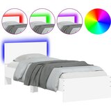  Okvir za krevet s uzglavljem i LED svjetlima bijeli 90x190 cm | shoptok.hr