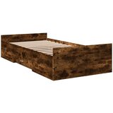  The Living Store Posteljni okvir s predali dimljen hrast 100x200 cm inž. les - Posteljni Okvir, (21446202) | Shoptok.si