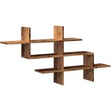 vidaXL Stenska polica starinski les 124,5x18x60,5 cm inženirski les | Shoptok.si
