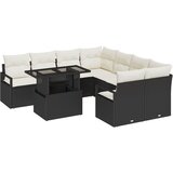 vidaXL 9 dijelni vrtni sofa set s jastucima crni poli ratan, 2-sjedalo vrtni sofa s jastucima crni poli ratan Cijene