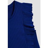 Marisse Blue Ribbed Blouse With Ruffles | shoptok.hr