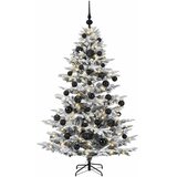  Umjetno božićno drvce s kuglicom 150 cm 150 LED lampica - Zelena i bijela 150 cm s LED-ima i crnim lopticama | shoptok.hr