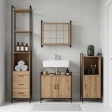  Set ormarića za kupaonicu 4 kom. Hrast artisan - Hrast artisan Ormarić ispod sudopera (2 vrata) + viseći ormarić + kupaonski orm | shoptok.hr