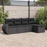 Maison Chic Seti vrtnega pohištva - Vrtna garnitura - Vrtni pohištvo set 5-delna z blazinami črn poli ratan, (21818415) | Shoptok.si