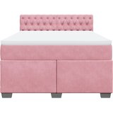  Krevet s oprugama i madracem ružičasti 140x190 cm baršunasti | shoptok.hr