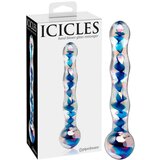 Icicles No. 08 - valovit steklen dildo z dvojnim koncem (prosojno-moder) | Shoptok.si