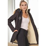Dewberry Z6689 LADIES COAT WITH LAMB-BLACK-1 Cene