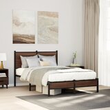 Maison Chic Kovinski Posteljni okvir - Dvoposteljna postelja - Zakonska postelja brez vzmetnice rjavi hrast 120x190 cm, (21694007) | Shoptok.si