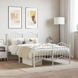 vidaXL Metalni okvir kreveta uzglavlje i podnožje bijeli 120x200 cm | shoptok.hr