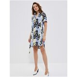 Moodo Yellow-blue women's patterned dress with tie - Women Cijene
