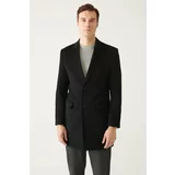 Avva Men's Black Slit Woolen Cachet Comfort Fit Comfort Cut Coat