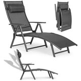  Sklopiva vrtna ležaljka za plažu, podesivi naslon, čelični okvir, siva, MultiGarden | shoptok.hr