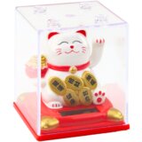  Chinese Lucky Cat In Display Case Solar Figurine Ornament White | shoptok.hr