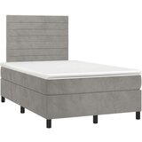  Box spring s madracem LED svjetlosivi 120x200 cm baršun | shoptok.hr