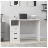  Pisalna miza s predali bela 102x50x76 cm inženirski les | Shoptok.si