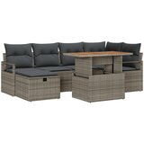 vidaXL 7-delna vrtna sedežna garnitura z blazinami Siva Poly Rattan, 2-sedežna vrtna sedežna garnitura z blazinami Siva Poly Rattan Cene