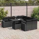 vidaXL 9-dijelni set vrtnih sofa s jastucima crni od poliratana | shoptok.hr