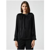 Koton Women's Black Satin Crew Neck Chain Detailed Blouse | shoptok.hr