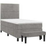 Box spring postelja z vzmetnico svetlo siva 90x200 cm žamet, (20900341) | Shoptok.si