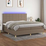  Krevet box spring s madracem LED smeđesivi 200x200 cm tkanina | shoptok.hr