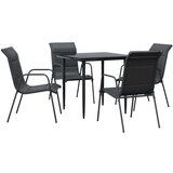  5-dijelni vrtni blagovaonski set crni od čelika i tekstilena | shoptok.hr