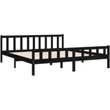  Posteljni okvir črn iz trdnega lesa 160x200 cm, (20606016) | Shoptok.si
