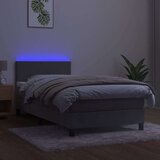  Box spring postelja z vzmetnico LED svetlo siva 80x200 cm žamet, (20725791) | Shoptok.si