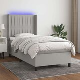  Box spring postelja z vzmetnico LED svetlo siva 80x200 cm blago, (20999389) Cene